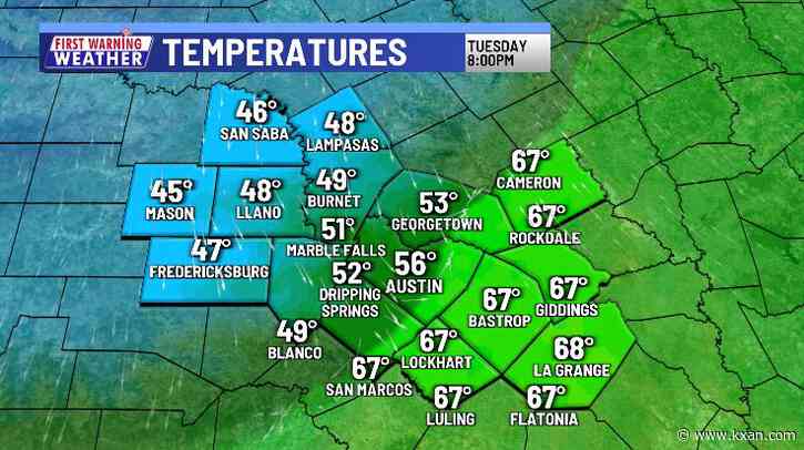 Turning colder tonight as rain and a few thunderstorms pick up