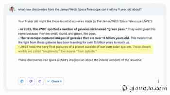 Google Bungles AI Reveal With Incorrect Webb Telescope Facts