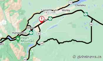 Westbound Highway 1 near Kananaskis Country closed due to collision