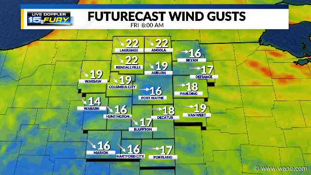 Much cooler air moves in today