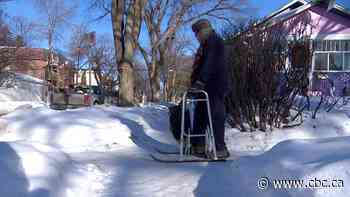 Sask. man shows off homemade winter mobility device