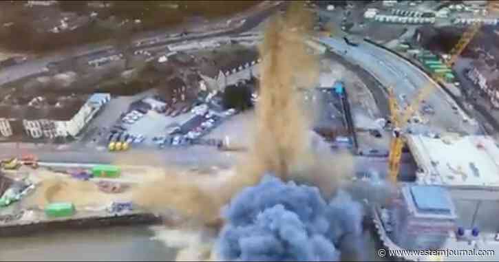 WWII Bomb Suddenly Detonates in Small Town - Drone Footage Captures the Massive Explosion