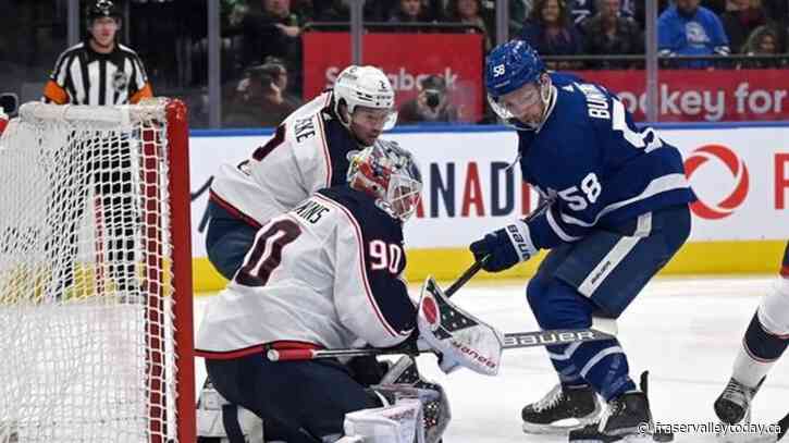 Blue Jackets down Maple Leafs 4-3 to spoil Woll’s home debut and split back-to-back