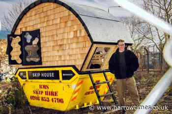 London artists moves into a skip over the cost of living crisis