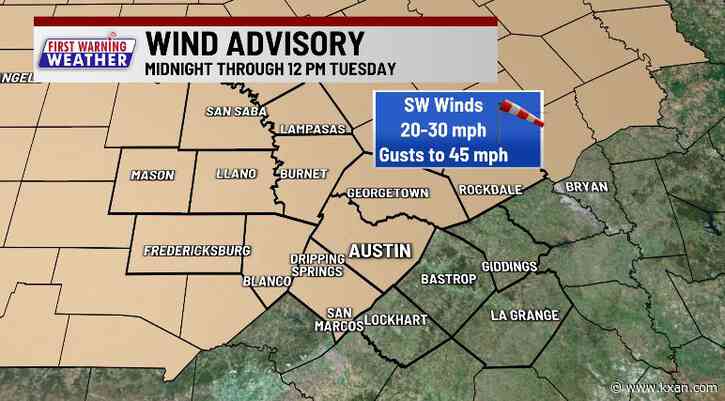 Strong winds to affect Central Texas