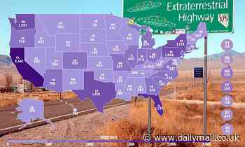 US map shows where your state rank in UFO sightings