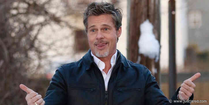 Brad Pitt Sticks Out His Tongue While Filming 'Wolves' With George Clooney