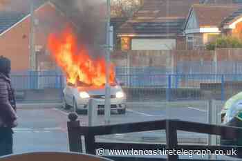 Burnley: Dramatic video shows car engulfed in flames