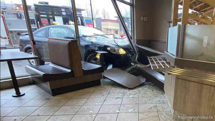 Drivers plows into Tim Hortons in Mission, causing damage to seating area and window frame