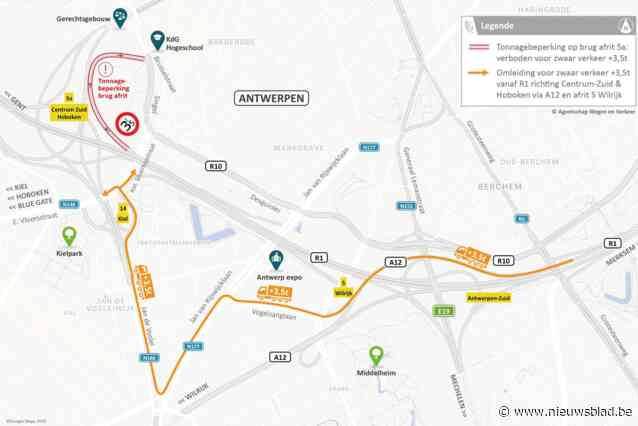 Afrit Het Zuid richting Gent vanaf 22 februari gesloten voor vrachtverkeer boven 3,5 ton