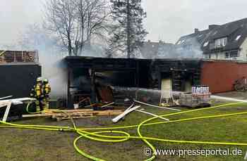 FW-E: Feuer eines Anbaus einer Garage in Essen-Borbeck, keine Verletzten