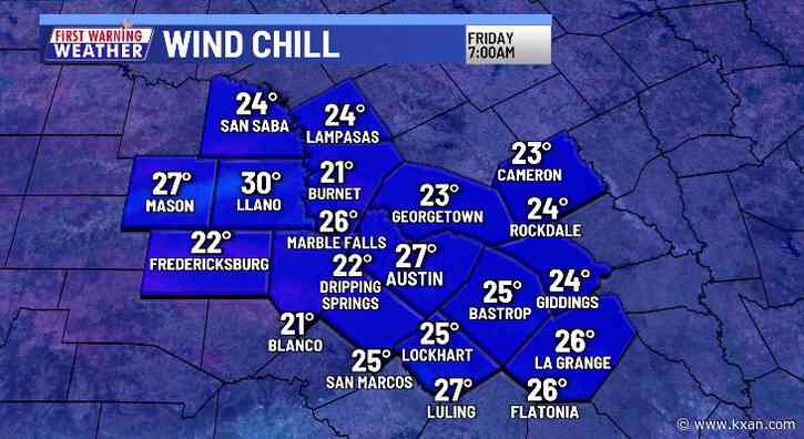 Wind chills below freezing arrive tonight