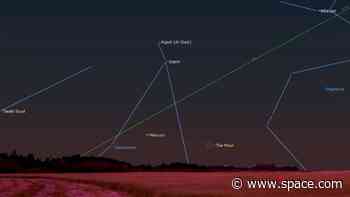The crescent moon meets up with Mercury tomorrow morning (Feb. 18)