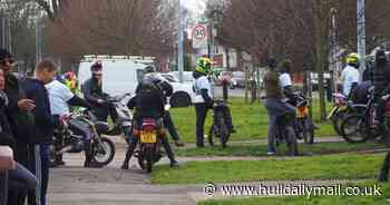 Bikers gather at Hall Road crash site to pay tribute to Adam Wright and Kane McBride