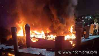 Flames Engulf Boat at Northeast Miami Marina