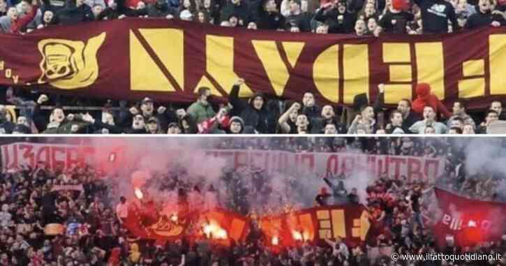 Ultras, lo striscione della Roma bruciato a Belgrado. Si rischia la guerra tra tifoserie a causa dello “scippo” ai  Fedayn