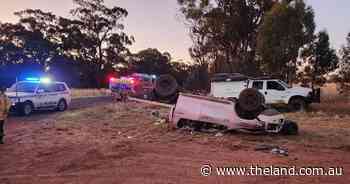 Driver frees himself from upturned vehicle after ute rolls several times