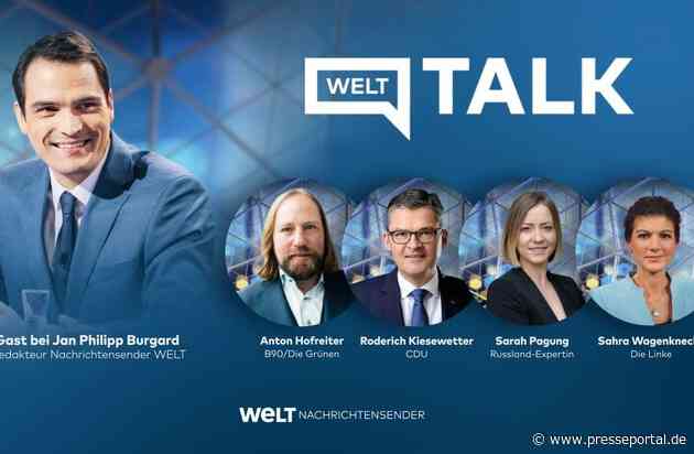 "WELT TALK" am 24. Februar ab 15 Uhr u.a. mit Sahra Wagenknecht, Andrij Melnyk, Anton Hofreiter zum Jahrestag des Ukraine-Krieges / 20.05 Uhr "Blutvergießen im Herzen Europas" von Steffen Schwarzkopf