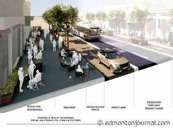 Big sidewalks, parks, bus lanes and less parking in Edmonton's Whyte Avenue draft design: City wants feedback