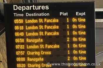 Southeastern changes departures board to mark Pancake Day