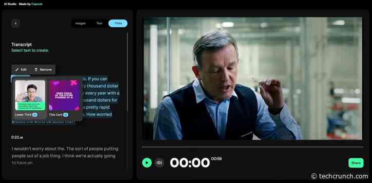 Capsule snags $4.75M for its AI-powered video editor that summarizes text, generates images and more