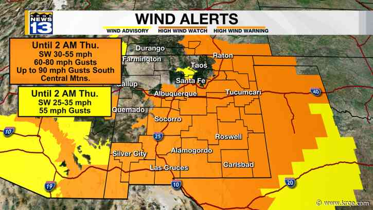 Extreme wind gusts, snow and rain across New Mexico Wednesday