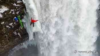 Canmore's Will Gadd conquers frozen, 141-metre-tall waterfall in B.C. Interior