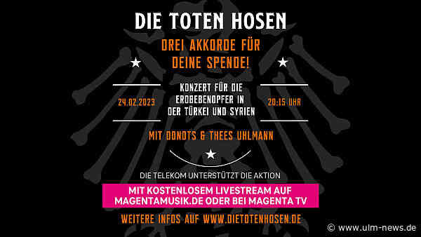 Benefizkonzert „Drei Akkorde für deine Spende“ mit den Toten Hosen, Thees Uhlmann und Donots iive bei MagentaMusic