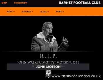 Barnet FC tribute to commentator and 'legend' John Motson