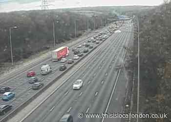 M25 multi-vehicle crash: road closures and queuing traffic