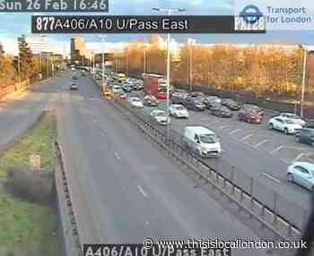 A10 Great Cambridge Road vehicle fire: severe delays