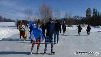 Skaters in kilts hit the ice in Winnipeg for the Great Canadian Kilt Skate