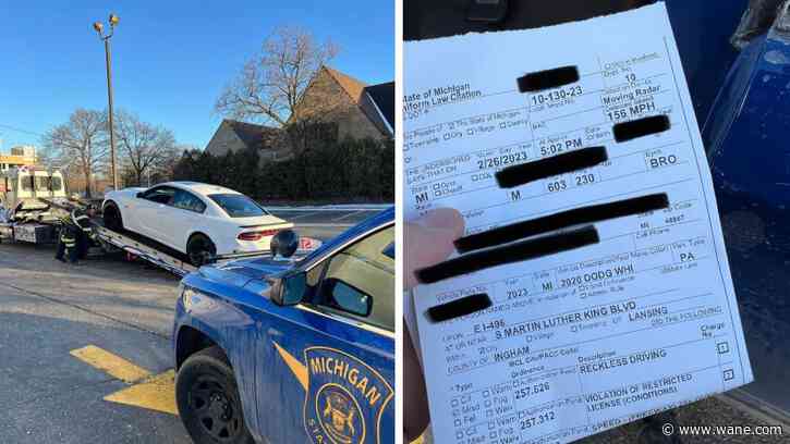 Driver pulled over in Michigan while going 156 mph, police say