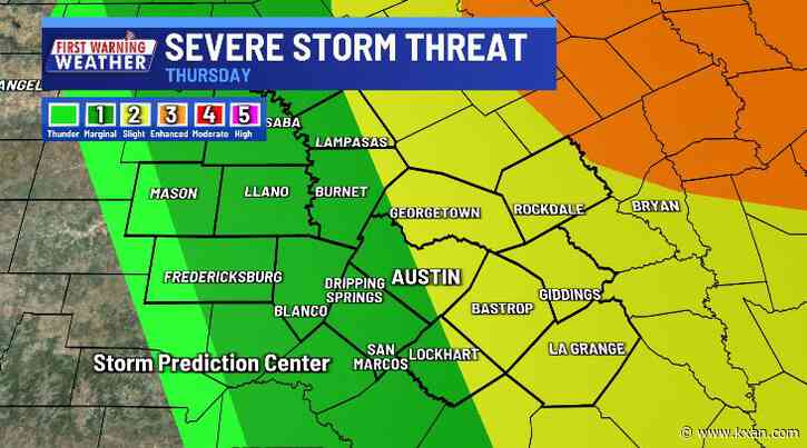 Severe thunderstorm risk on Thursday