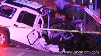 Roadway Closed After Freight Train Collides With Car in Hollywood