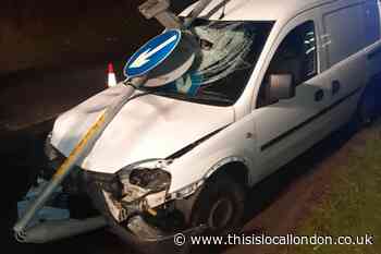 Dartford arrest after ‘drink driver’ takes out road sign