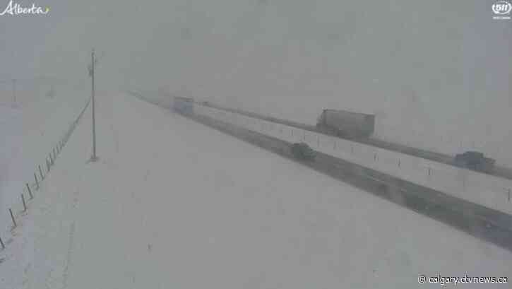 RCMP advise of poor driving conditions on QEII Highway north of Airdrie