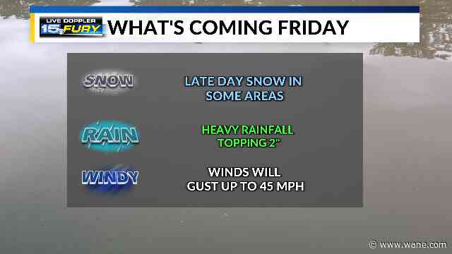 Friday's storm will bring heavy rain and some snow