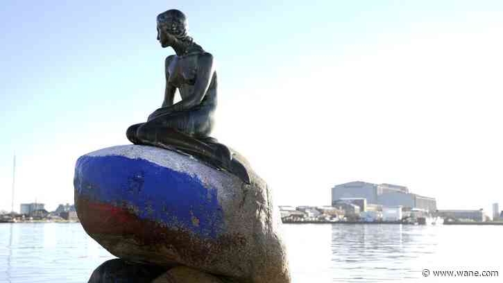 Famous Little Mermaid statue vandalized again, this time with colors of Russian flag