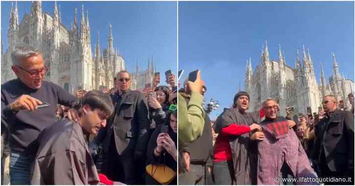 Ogni promessa è debito, lo chef Barbieri taglia i capelli al vincitore di Masterchef Edoardo in piazza Duomo