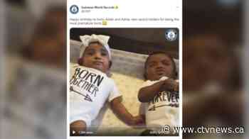 Canadian twins celebrate with world record on their first birthday