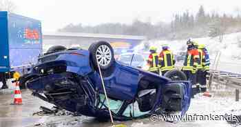 A73 bei Lautertal: Ersthelfer rettet 23-Jährige nach schwerem Glätte-Unfall - Großeinsatz mit Sperrung