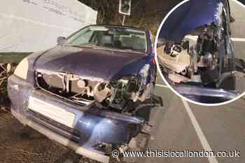 Wrecked car 'abandoned' in Welsh Harp for two days