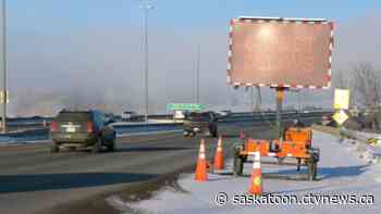 Saskatoon Circle Drive Bridge construction providing opportunity to zipper merge