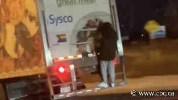 'Very dangerous': OPP investigating video of man hanging off transport truck on QEW