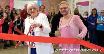 Gateshead Mayor Dot Burnett and Awesometistic meet in the MetroCentre to celebrate autistic people