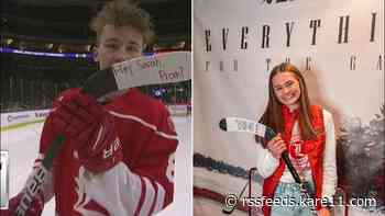 Skater uses state hockey tourney photo op for awesome promposal