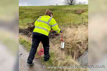 Whitewell Brook in the River Irwell polluted by oil spill