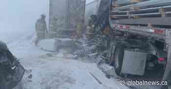 Regina bypass closed after collision of several semis, snow routes in effect