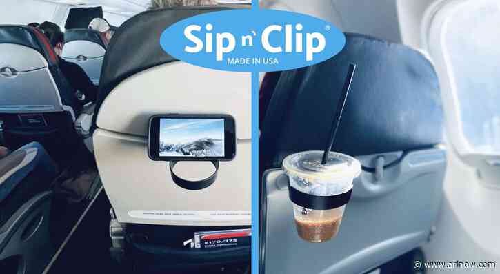 Portable airplane seat cup holder Sip N’ Clip takes off on Amazon and at airports